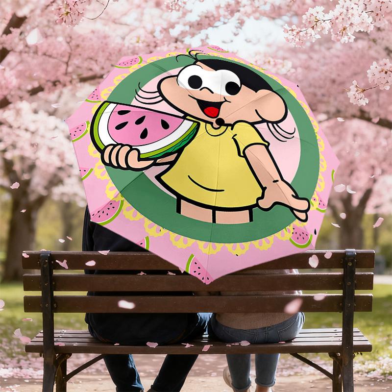 1PC Watermelon Circle Umbrella-8-Rib Reinforced, Automatic Open, Lightweight & Durable, Cute Fashion Accessory for Outdoor-W9287