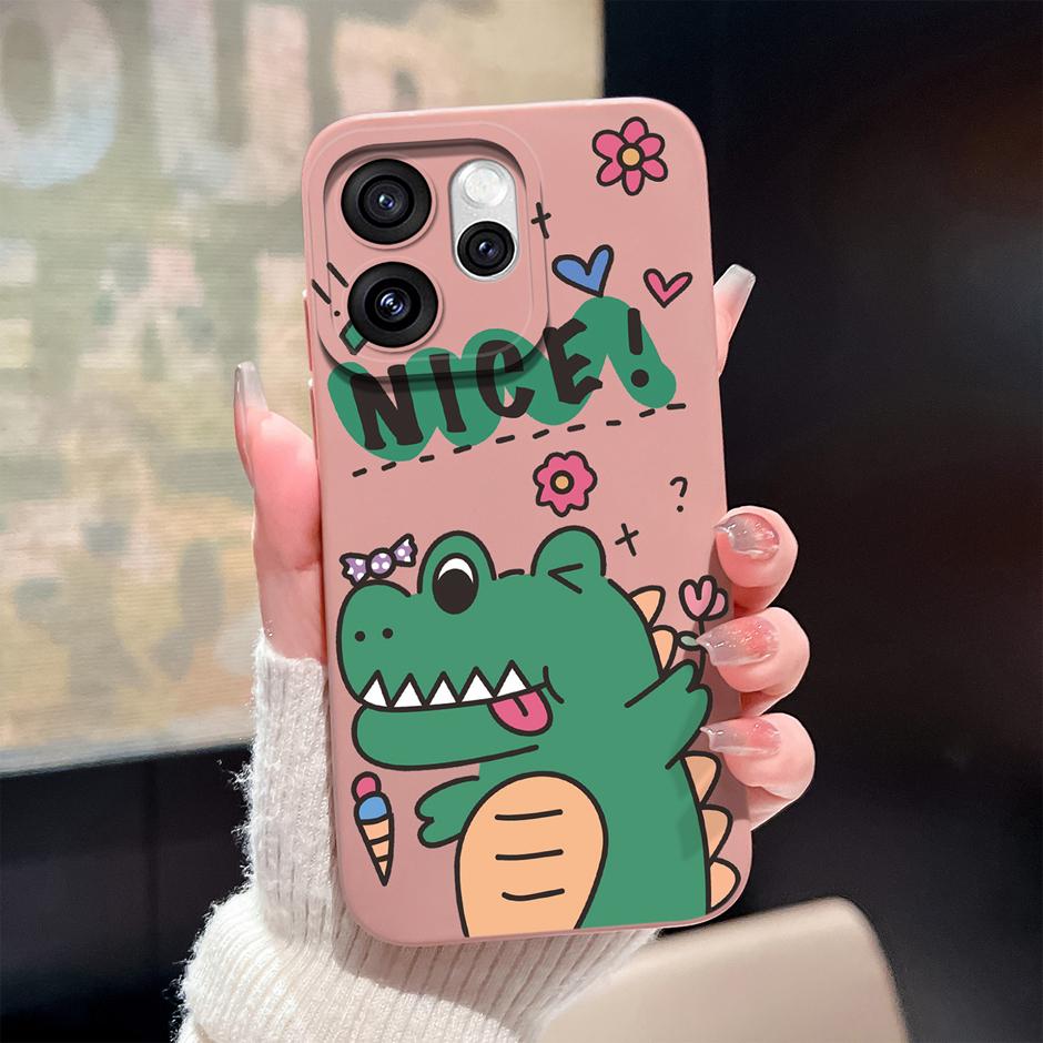 Case For Oppo Reno15 Pro Reno15F Cute Cartoon Dinosaur Silicone Protective Bumper Cover For OppoReno15 15Pro Anti Scratch Fundas