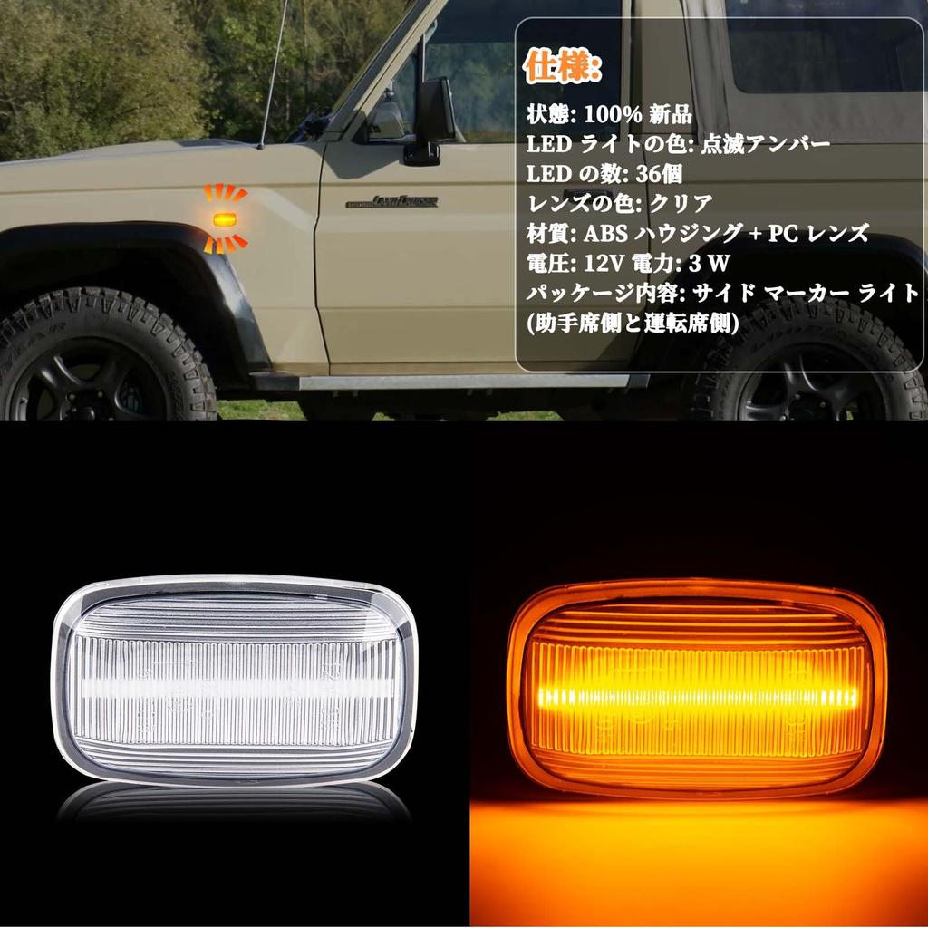 GemPro Toyota LED Side Flashing Replacement for 70 Series Land Cruiser and FJ Cruiser Side Turn LED Cornering Vehicle Inspection Left and Right Clear