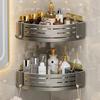 1-2PCS Shower Corner Rack Without Drilled Shampoo Rack Bathroom Accessories, Aluminum Bathroom Rack with Towel Bar Hook Space,