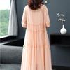 Women's Spring and Summer Round Neck Plus Size Loose Temperament Thin Medium-length Skirt