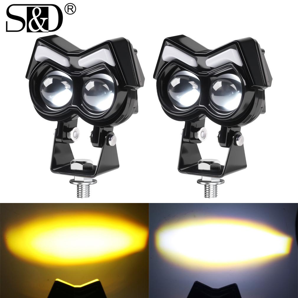 1pc/2Pcs 3inch LED Driving Light Dual Color LED Motorcycle Sportlight Auxiliary Lamp Owl for Truck Offroad 12V 24V