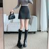 Korean A-Line Wool Blend Pleated Skirt - Women's High-Waisted Slimming Short Skirt for Autumn/Winter