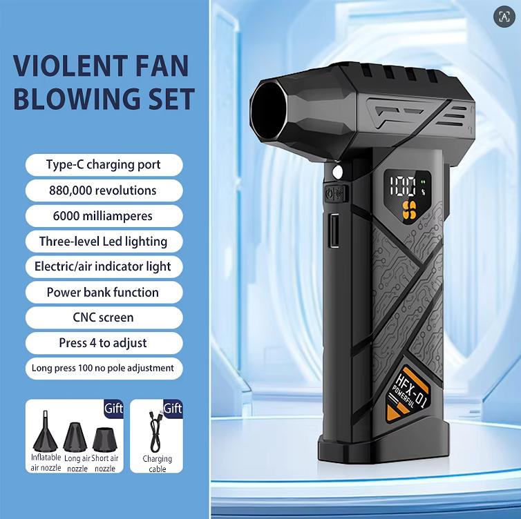 990000RPM /880000RPM Turbo Jet Fan Powerful Air Blower Portable Fan Wireless Dust Cleaner Brushless Leaf Blower Car Wash Air Gun