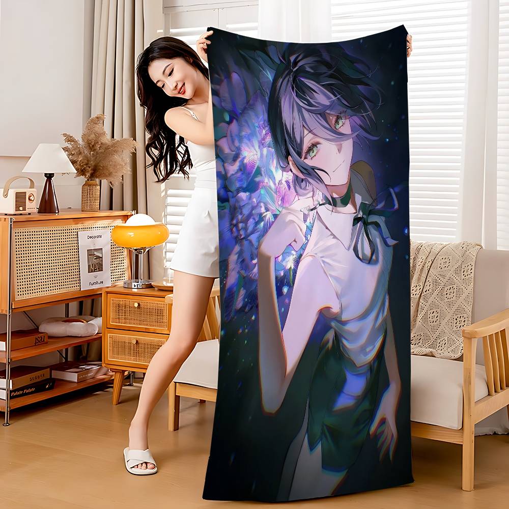 Anime Girl Reze Microfiber Blanket Quick Drying Beach Towels Oversized Printing Super Absorbent Pool Towel Blanket