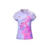 Ping Pong Series Star Striped Letter V-Neck Pullover Short Sleeve Raglan T-Shirt Women Tops Lilac AAYS258-1