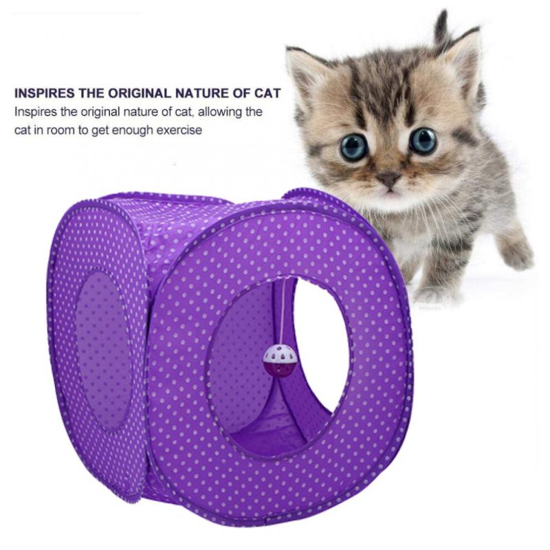 Expandable and flexible cat play tent with a cat toy ball, easy to store, 39 x 39 cm