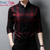 Cozy Up Men Shirts Slim Fit  Dress Shirt Spring Long Sleeve Casual Plaid Shirt