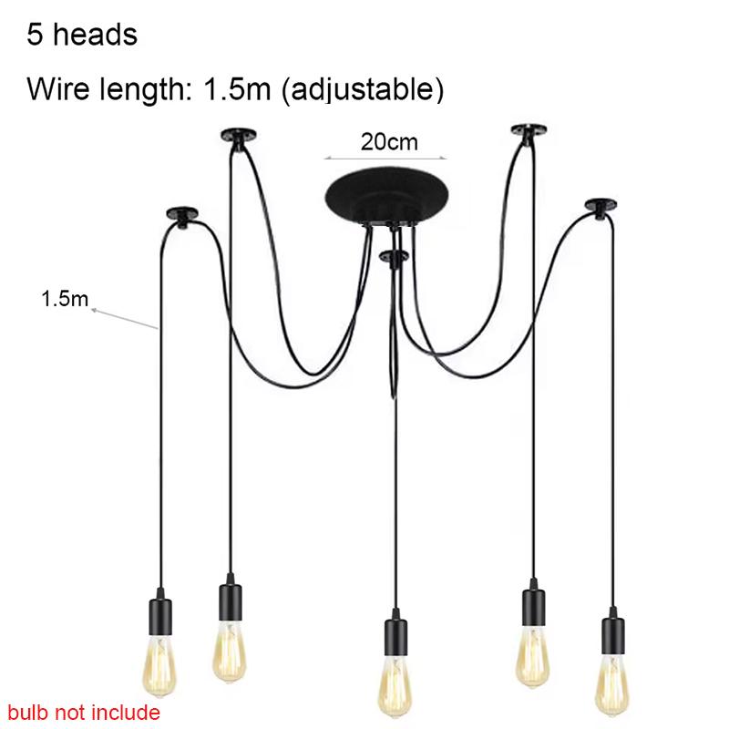 Retro Chandelier White E27 Attic Living Room Edison DIY Adjustable Hanging Light Decoration Pendant Lamp Ceiling Light Bedroom