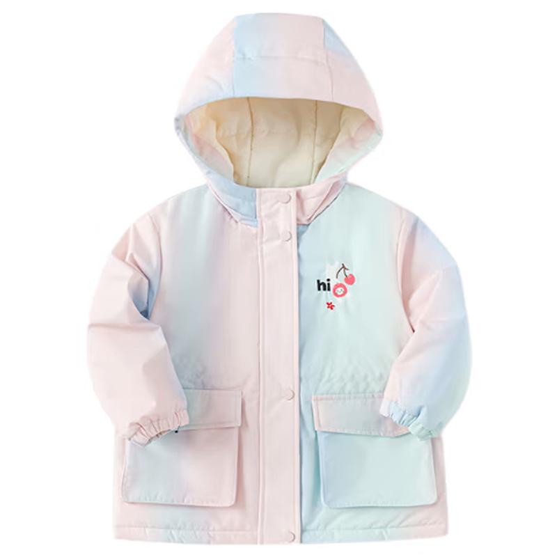 Balabala Girls  Waterproof Hooded Winter Cotton Jacket 120