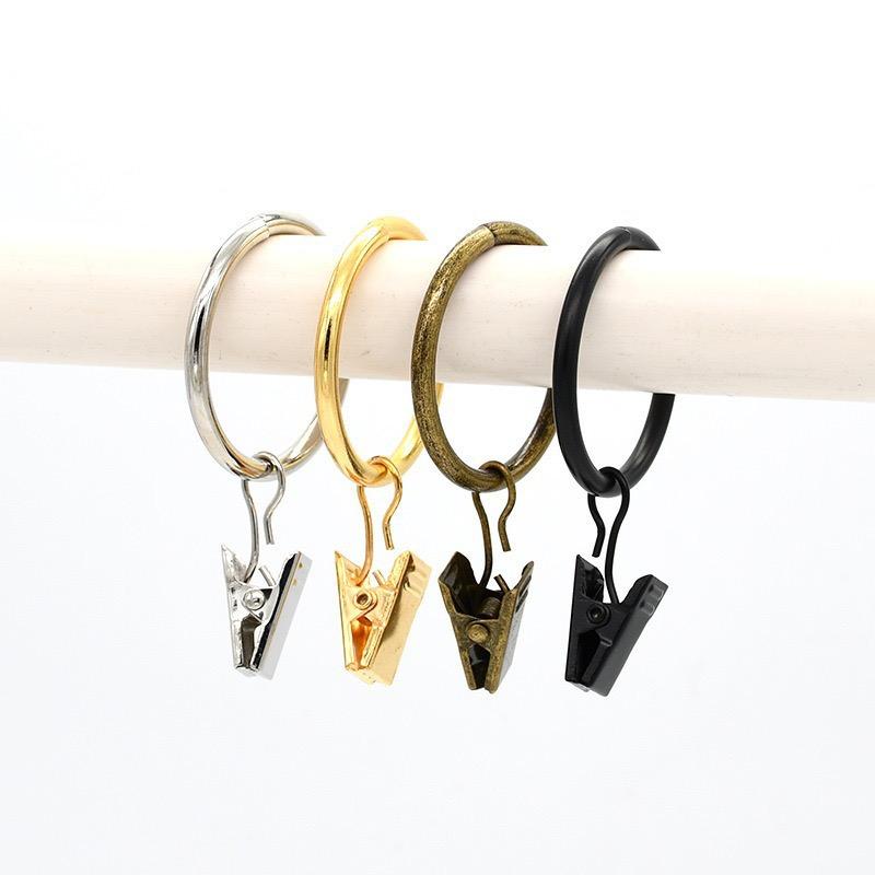 10 Pack Rustproof Drapery Metal Curtain Rings with Clips, Tension Curtain Hangers Clips, Decorative Curtain Rod Window
