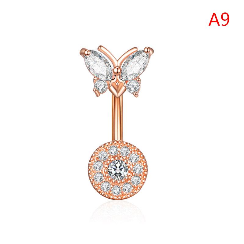 Butterfly Bee Belly Button Ring Stainless Steel Crystal Zircon Flower Navel Ring For Women Sexy Body Piercing Jewelry