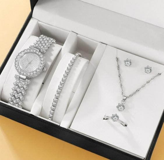 5-Piece Women's Versatile Quartz Wristwatch Set with Steel Band