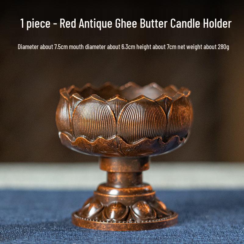 Lotus Metal Candle Holder for Buddha Altar or Home Offering