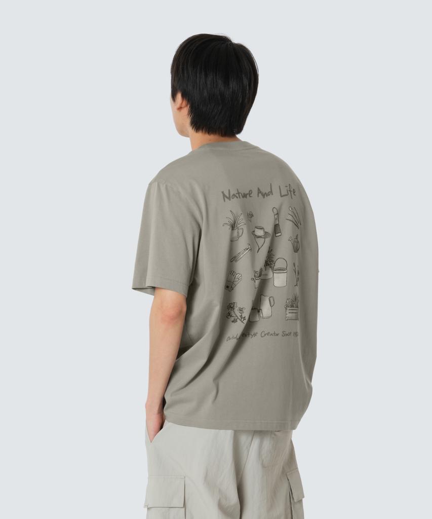 SNOWPEAK APPAREL Cotton Nature Graphic Short Sleeve T-Shirt (S26Mufts64) Khaki Gray