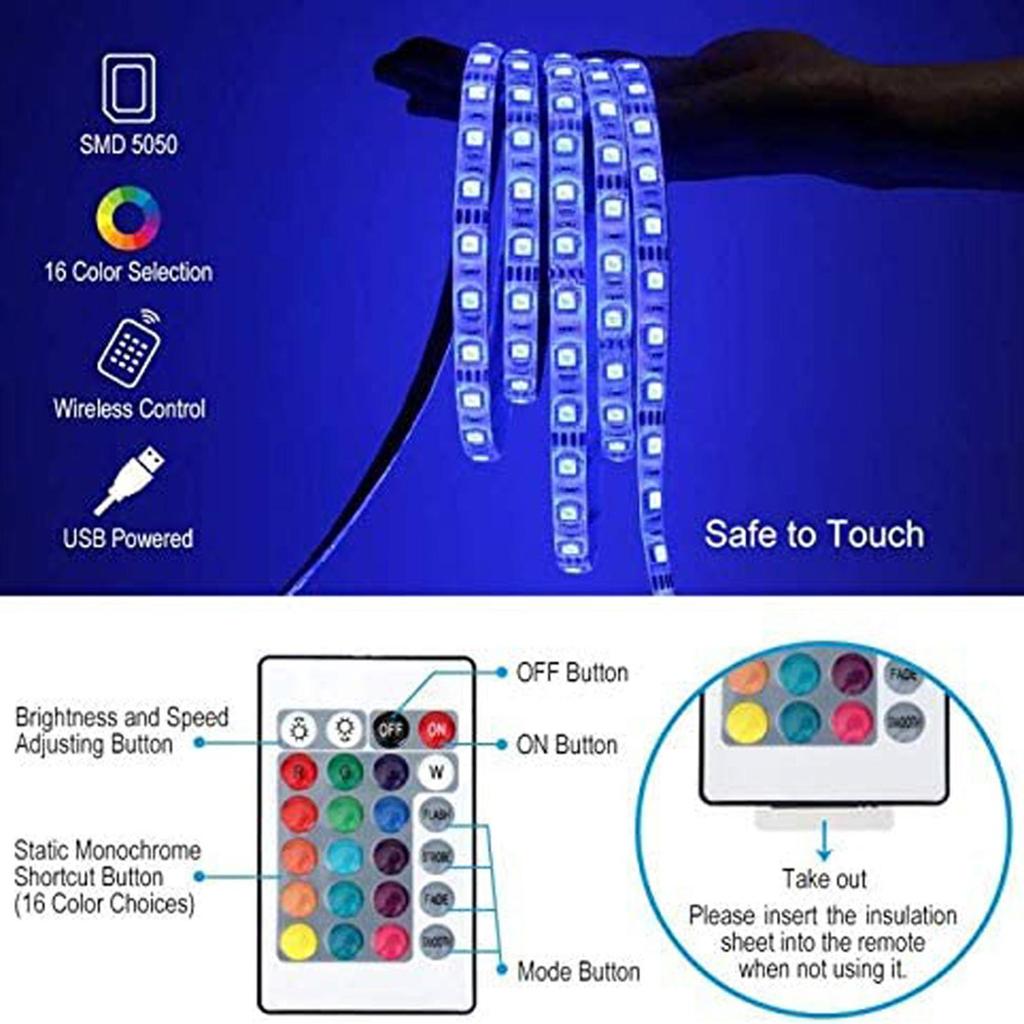 LED Lights for TV PC Gaming Monitor TV LED Backlight Remote Control Colors Changing LED Light Strip USB Powered TV Lights RGB Multicolor Light Strips