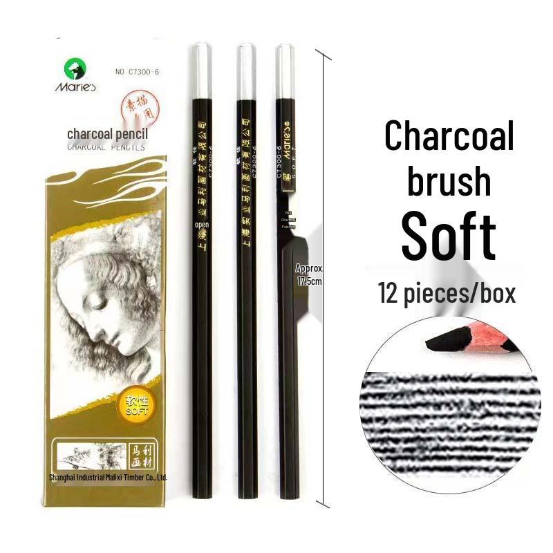 Mali Brand Charcoal Sketch Pencil Set - Includes 2B, 4B, 6B, 8B for Art Students