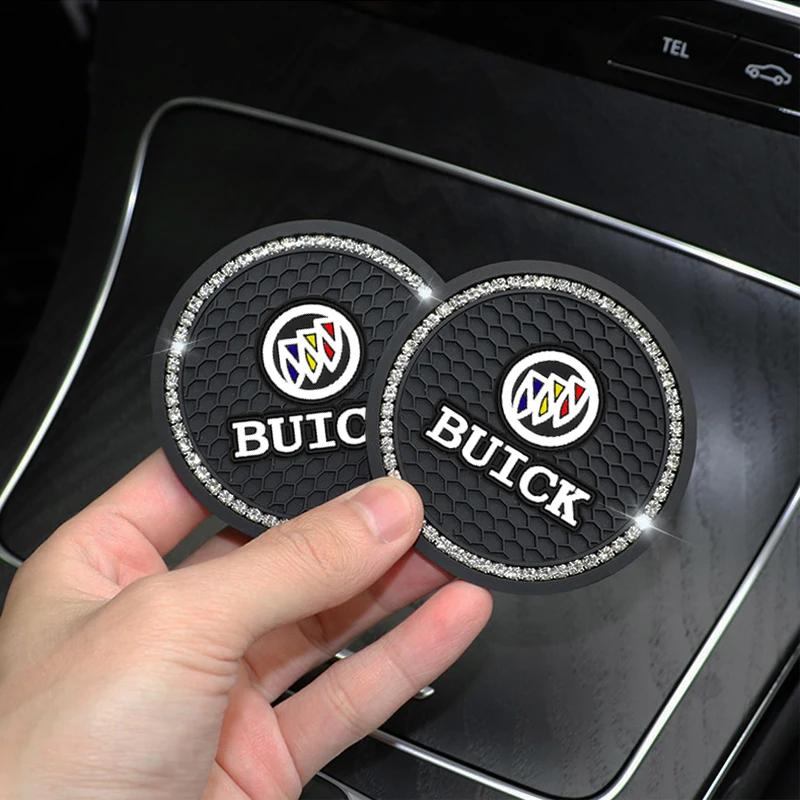 EHL2 1/2Pcs Diamond-studded Car Coaster Cup Holder Anti-skid Pad For Buick Century Excelle XT Envision Excelle GT Verano Regal Encore