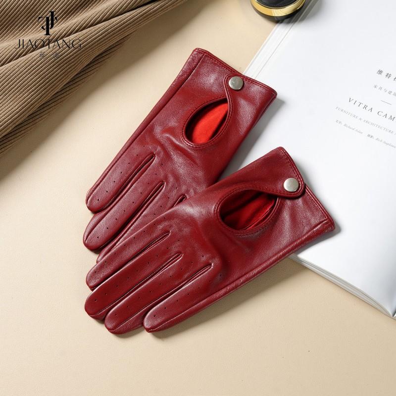 Womens Thin Leather Gloves Driving Cycling Touchscreen Breathable Retro Fashion