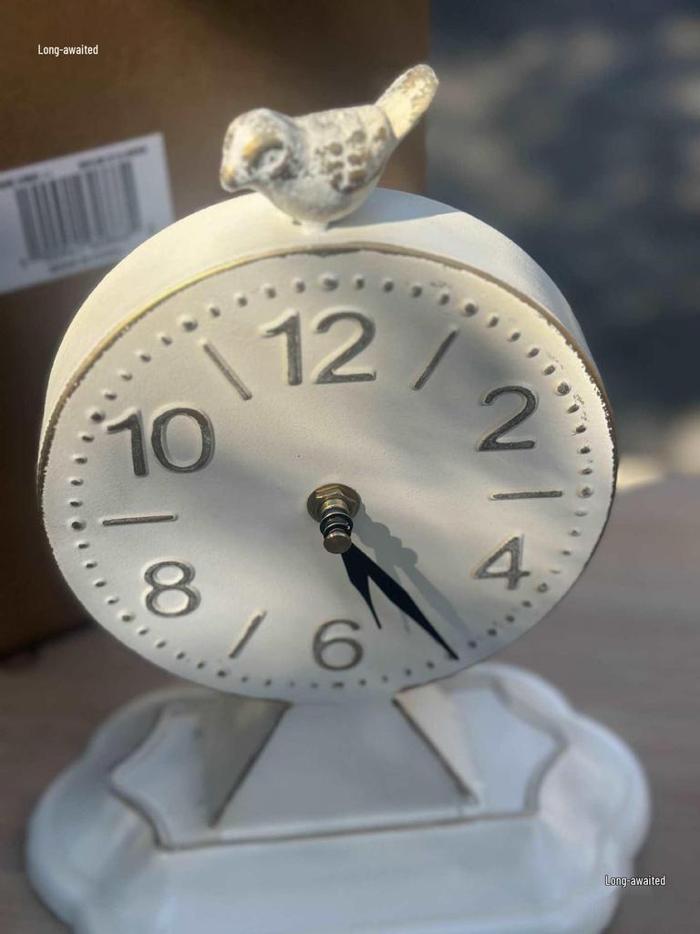 Super French Country Style Wrought Iron Retro Bird Clock - Small Antique Desk Clock