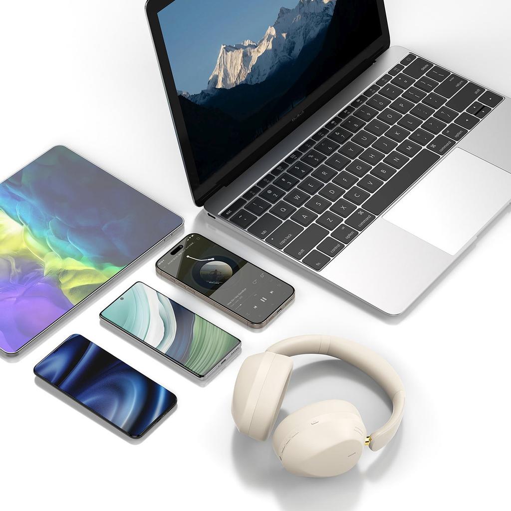 Słuchawki Bezprzewodowe Nauszne X22 Max Bluetooth ANC - Beżowe