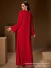 Elegant Rhinestone Long Sleeve V Neck Evening Gown