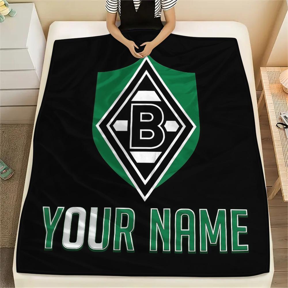 Custom Name Borussia Mönchengladbach Flannel Blanket, High Quality Comfortable for All Seasons, Home Decor, Warmth and Comfort