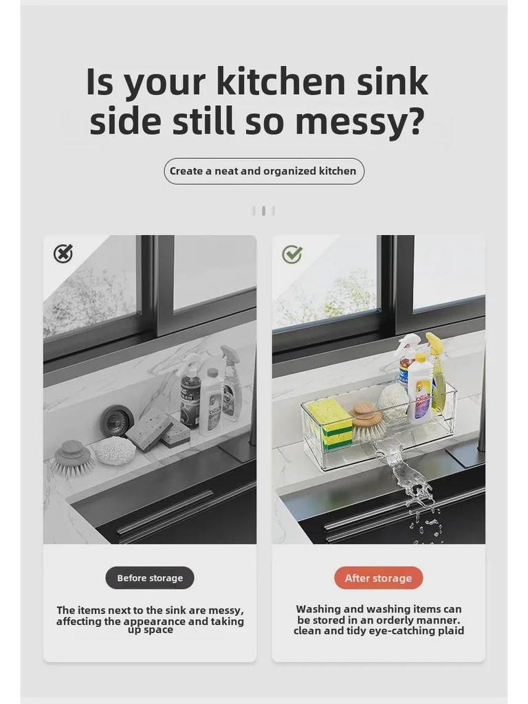 Multifunctional Kitchen Sink Rack: Tableware Organizer, Dishwashing Sponge Holder, Steel Wire Ball Drain Rack, Punch-Free Storage Solution.