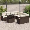 VidaXL Ensemble de canapé de jardin 9 pièces avec coussins en poly rotin brun 3357171