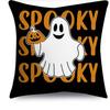 Black And White Spider Black Cat White Ghost Pumpkin Lantern Halloween Decoration Printed Cushion Cover Festive Home Decoration