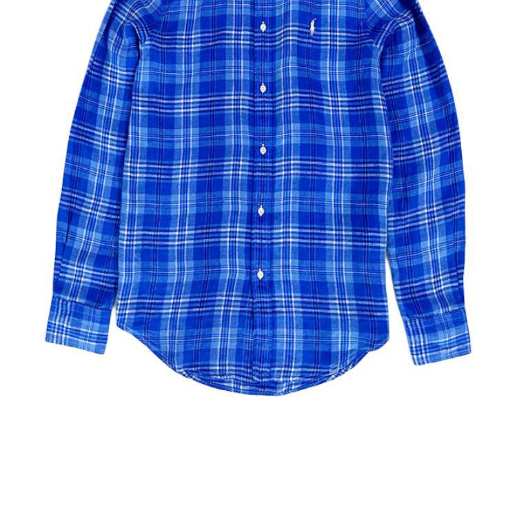Polo Ralph Lauren Plaid Print Button-Down Long Sleeve Shirt Women Shirts Blue 211794821002