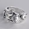 Cute Fortune Cat Shape Opening Rings For Women Silver Color Vintage Frog Toad Animal Delicate Finger Ring Girl Fashion Jewelry