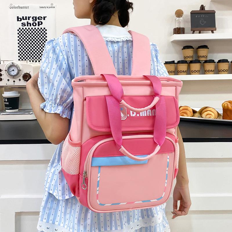Schoolbag Fashion Weight Reduction Versatile Primary School Bag Large Capacity Color Matching Casual Portable Make-up Bag Wear-resistant Practical