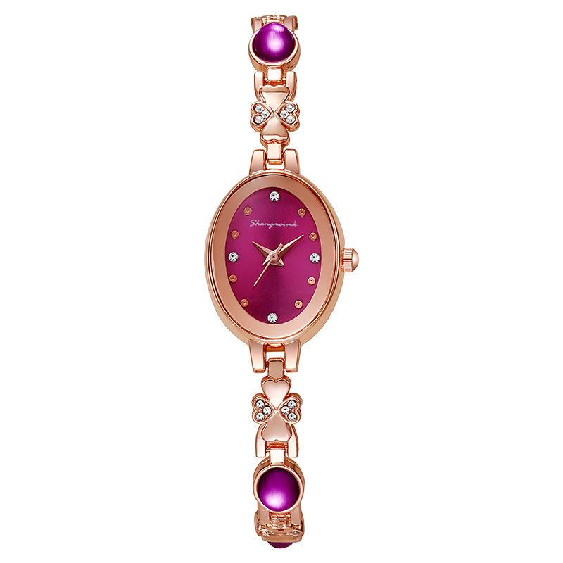 

New high-value simple fashion temperament light luxury diamond-encrusted retro oval watch women s watch фиолетовый