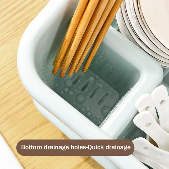 Draining Dish Rack with Drain Tray Prevents Water Accumulation Rack Large Partitioned Storage Organizer for Kitchen