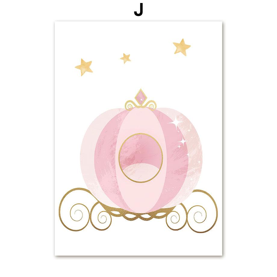 Princess Castle Unicorn Rainbow Sun Star Wall Art Canvas Painting Nordic Posters And Prints Wall Pictures Girl Kids Room Decor