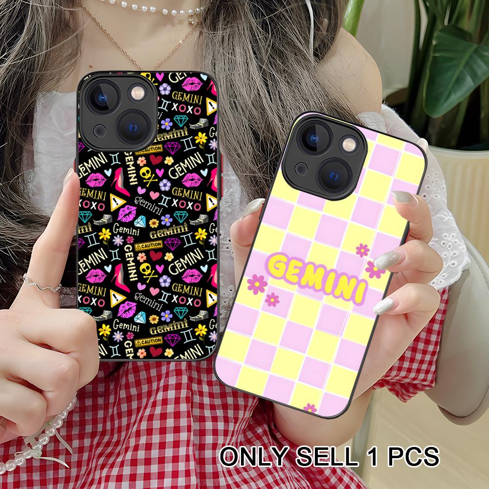 Zodiac Sign Gemini Phone Case for iPhone 17 16 15 14 13 12 11 X XR XS Air Pro Max Plus Mini Skin Feel Cover