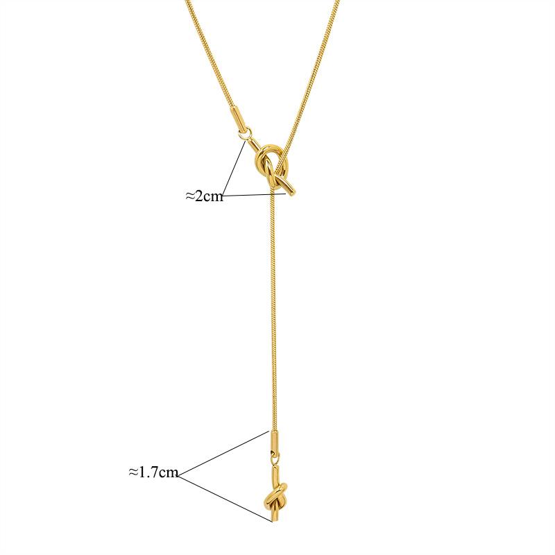 Korean Ins Fashion Trendy Autumn Winter Long Heart-Shaped Knotted Sweater Adjustable 18K Gold Plated Stainless Steel Pendant
