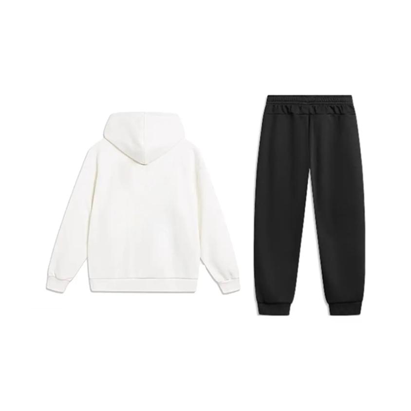 Li-Ning Color Logo Letter Print Fashion Comfortable Versatile Fleece Hooded Pullover Sweatshirt Casual Sports Suit YWDV375-1+AKLUA73-6