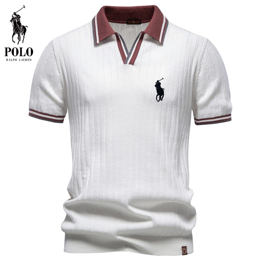 Ralph Lauren 2026 Zomer Nieuw Heren Borduurwerk Casual Contrasterend Poloshirt Korte Mouwen Heren Wol Top XXL
