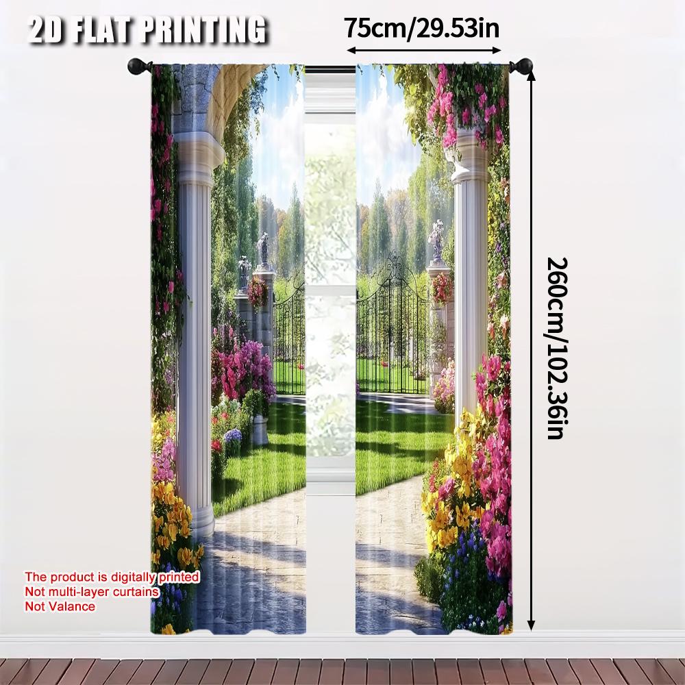 2-teilig, Szenenvorhänge Blume Strapazierfähiges Polyester, Ohne Strom Feiertagsdekorationen Verwendung für Innenfeiern