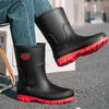 Water shoes new men's rain shoes non-slip rain boots medium tube fashion rubber shoes foot size