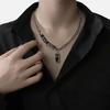 Necklace Men's Tide Original Design Splicing Black Jewel Pendant Boys High Street Tide Brand Sweater Chain Women
