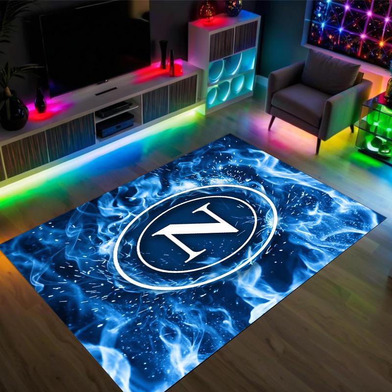Napoli FC Design Crystal Velvet Carpet Cozy Non?Slip Printed Rug For Bedroom Living Room Entrance