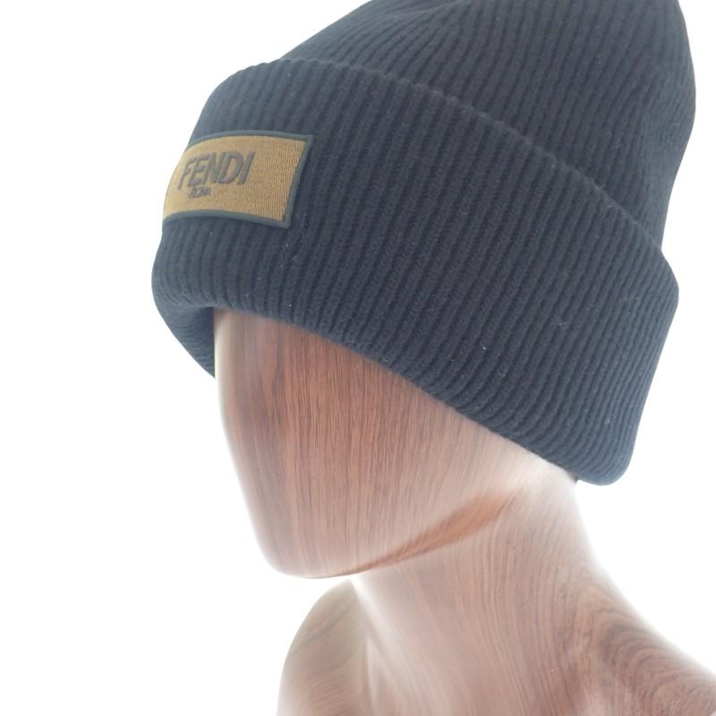 FENDI  FXQ994AJE6 Knit cap black wool mens