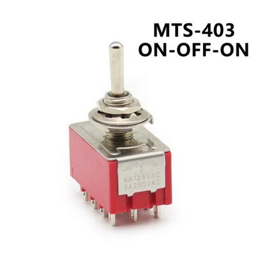 MTS-102 Momentary Self-Reset Toggle Rocker Switch, 6MM Three-Pin, Two-Position
