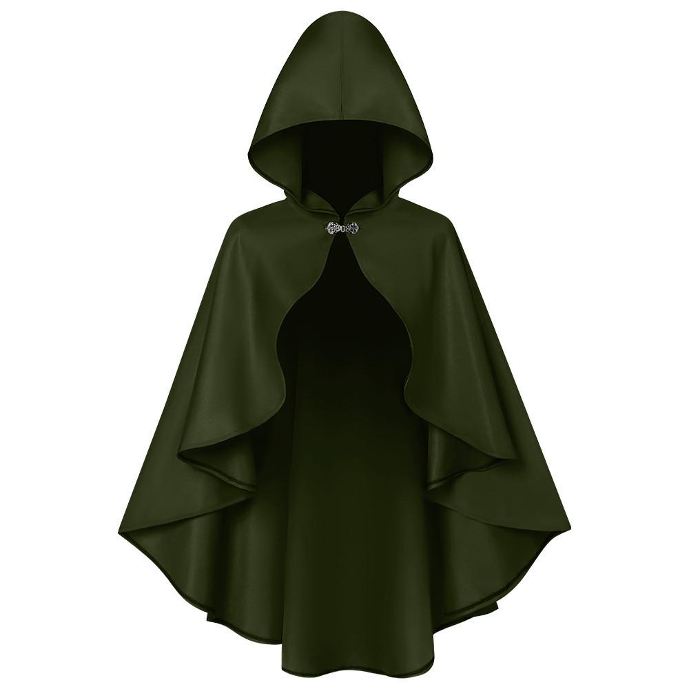 

Halloween Costume Cloak With Polyester Fabric Medieval Style For Stage Performers зелений
