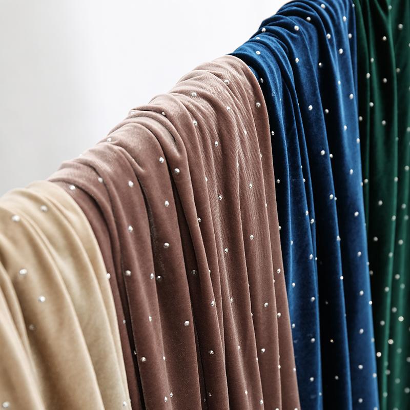 150x45cm/90cm Christmas Style Elastic Velvet Knitted Fabric For Evening Dresses, Stage Clothes Background Decoration Fabric