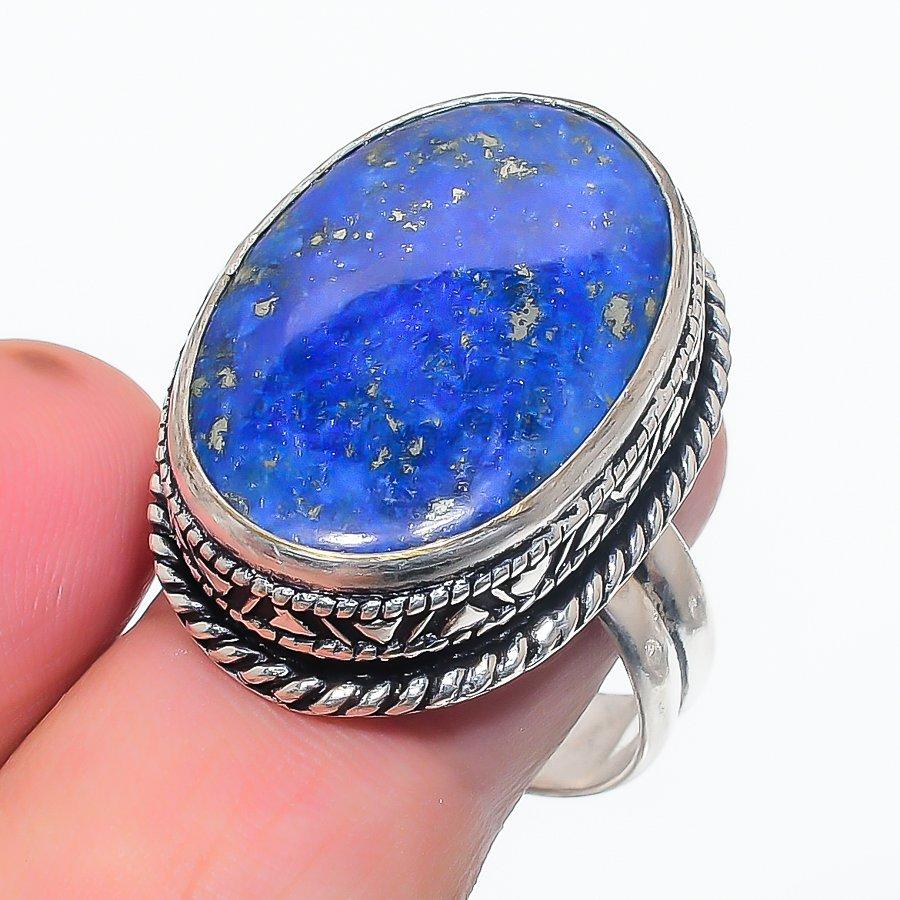 

Кольцо из серебра 925 пробы с натуральным лазуритом, размер 10 W8d19