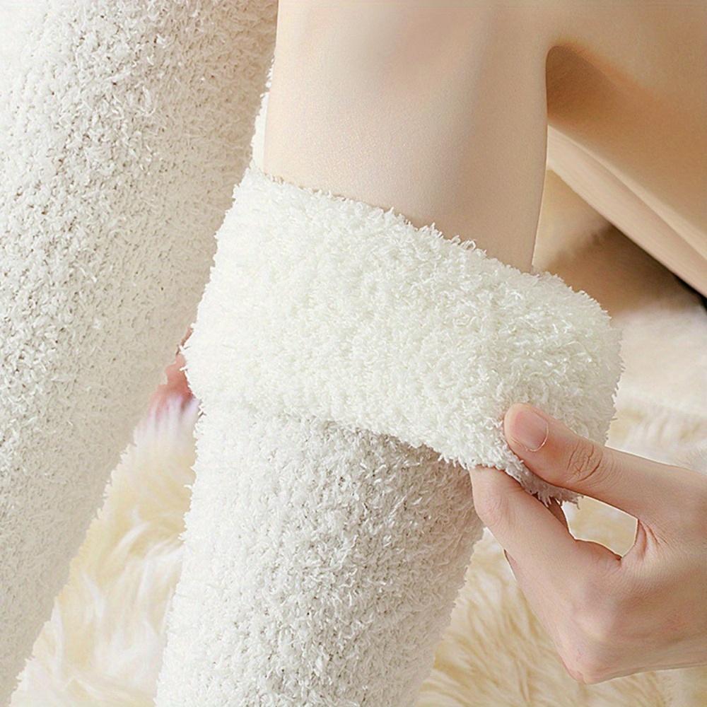 2 Pairs Simple Solid Color Socks, Winter Snow Socks, Thickened Warm Floor Socks, Calf Socks, Knee High Socks, Home Sleeping Socks, Casual Socks